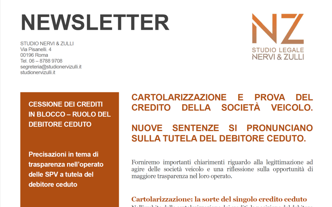 CESSIONE DEI CREDITI IN BLOCCO – RUOLO DEL DEBITORE CEDUTO