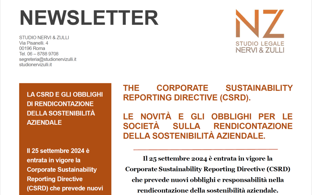 LA CSRD E GLI OBBLIGHI DI RENDICONTAZIONE DELLA SOSTENIBILITÀ AZIENDALE