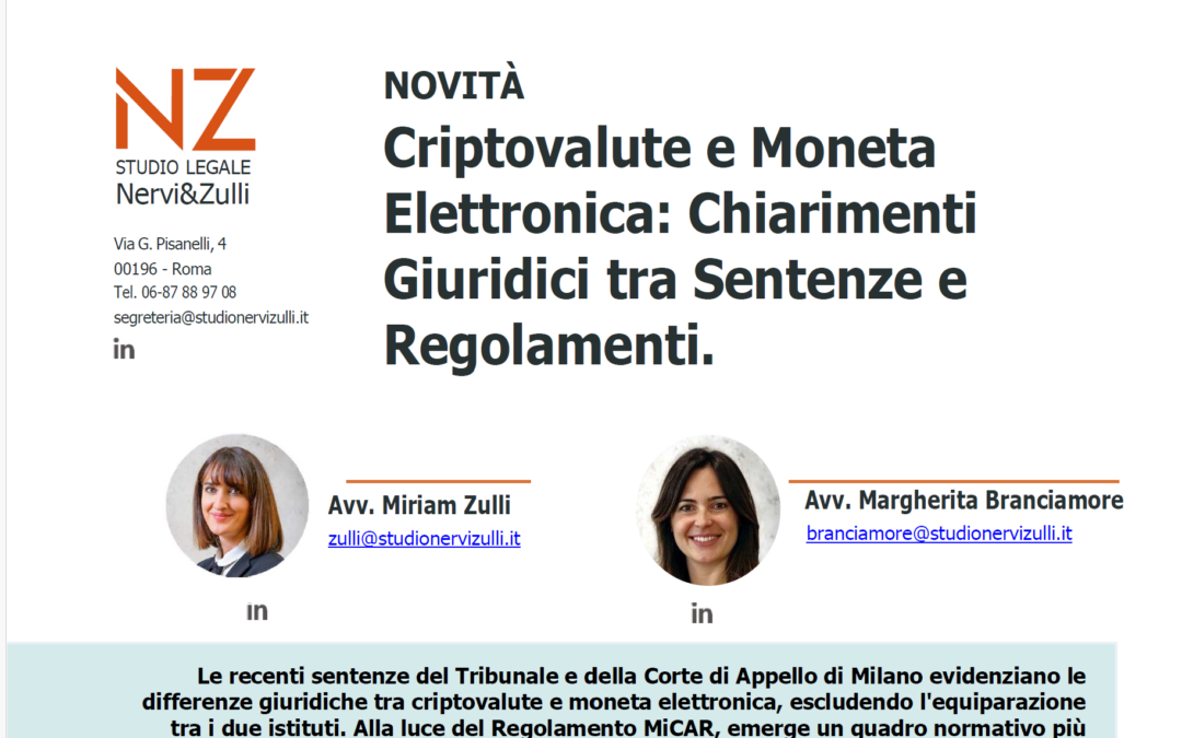 Criptovalute e Moneta Elettronica: Chiarimenti Giuridici tra Sentenze e Regolamenti.